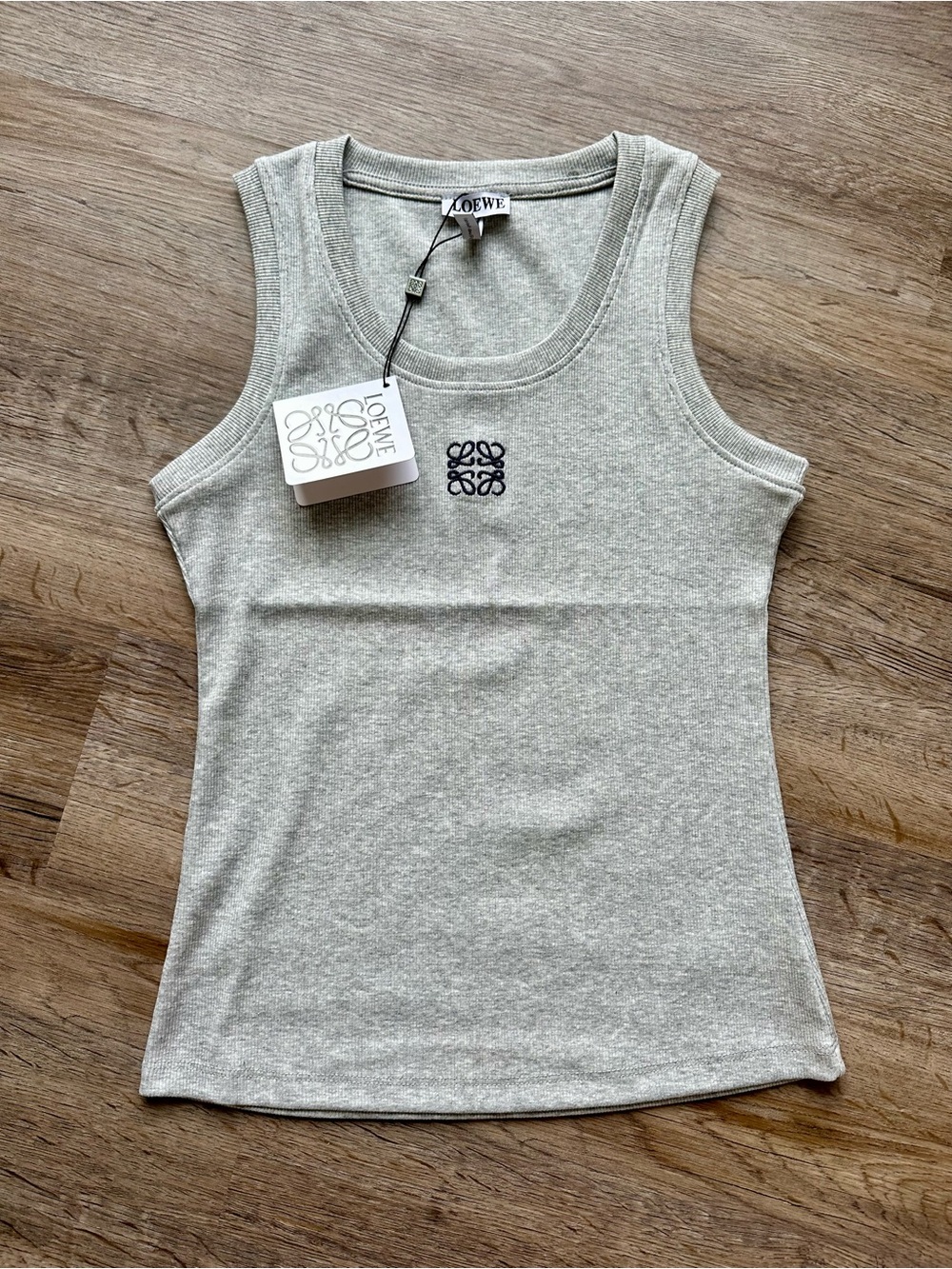 Loewe Gray Ribbed Logo Tank Top